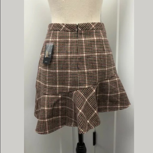 Houndstooth Plaid Asymmetrical Trumpet Skirt Small - Picture 4 of 11